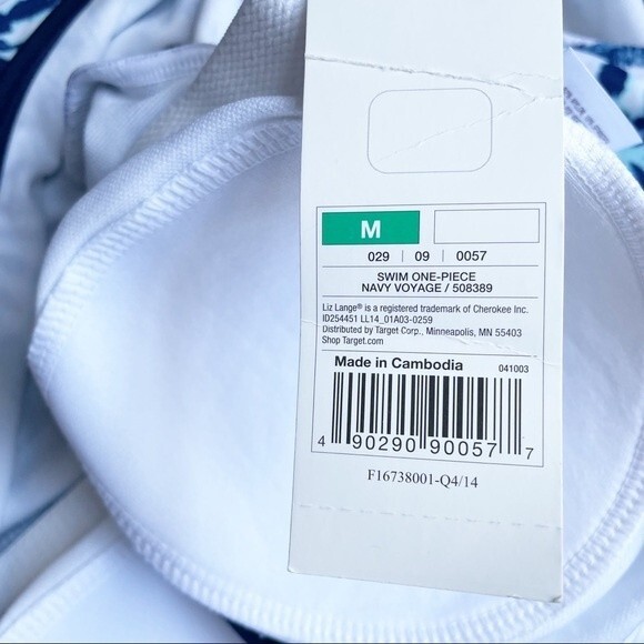 NWT Liz Lange Maternity One Piece Halter Swimsuit Tie Dye Tile Print Size Medium - Picture 5 of 9